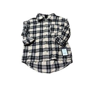 Girls Art Class flannel Long Sleeve Oversized Buttonshirt Beige Plaid Size S 6/7